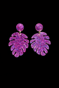 Tropical Glitter Leaf Earrings